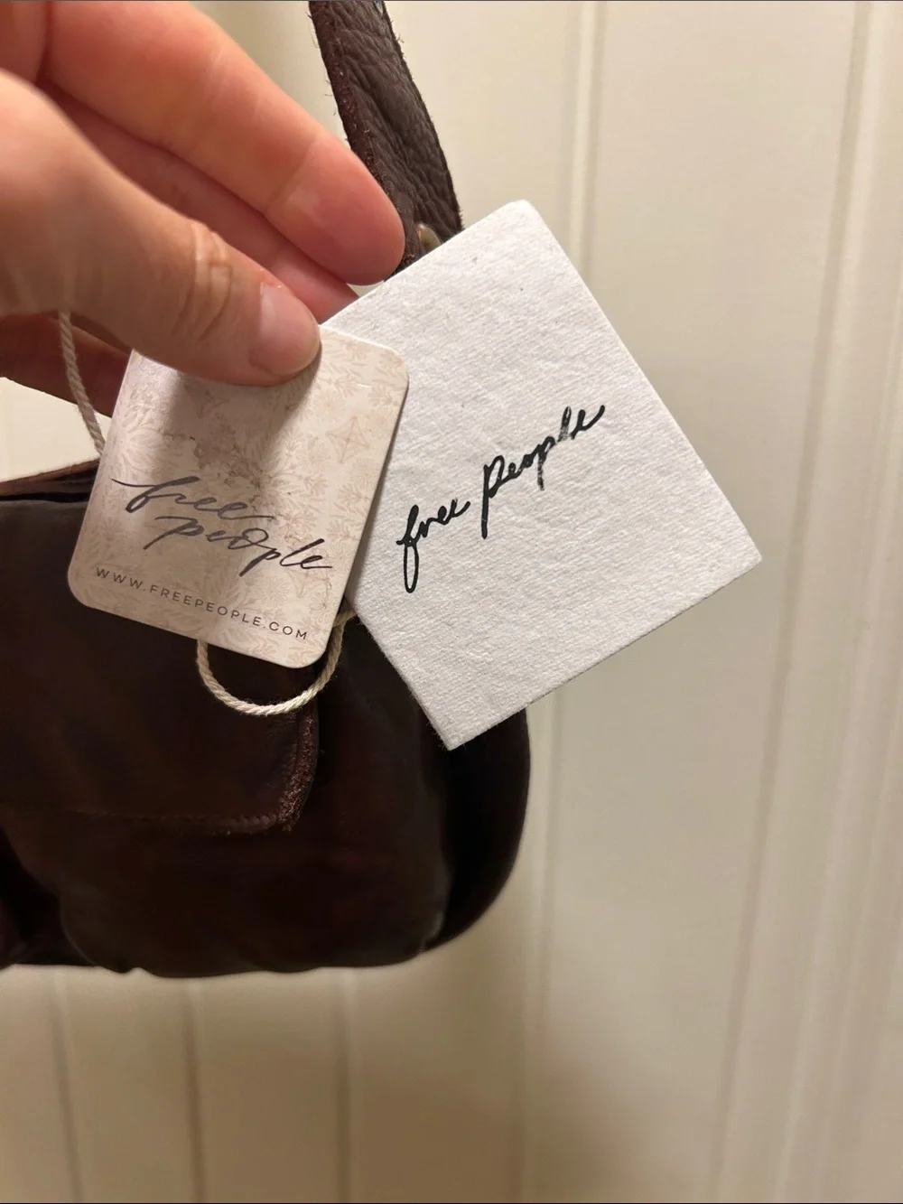 NWT Free People brown  Leather Crossbody Bag - Adjustable Strap